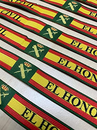 Gemelolandia | Pack de 7 Pulseras de Tela Bordada Especial Guardia Civil El Honor es mi Divisa 33 cm | Con Bandera de España y Escudo