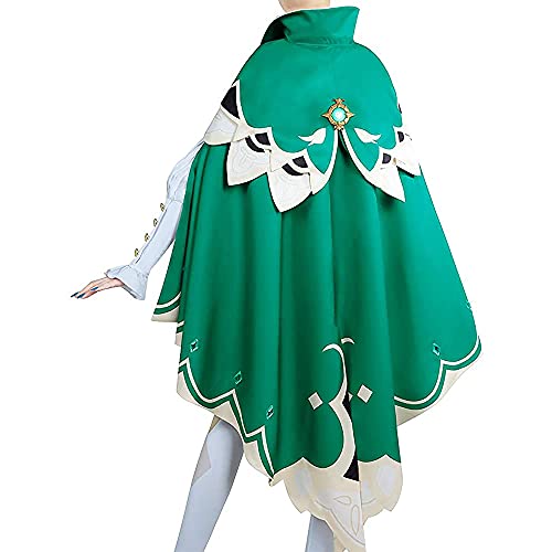 Genshin Impact Venti Disfraz de cosplay, personaje del juego Venti Outfits Conjunto de vestido de uniforme con pelucas Sombrero Juego de rol de anime Disfraz de fiesta Conjunto para adultos Halloween