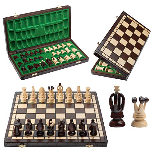 Genuine Pearls Juego de ajedrez de Madera Grande Europeo 44cm / 17in. Uno de los Juegos de ajedrez Hechos a Mano más Populares