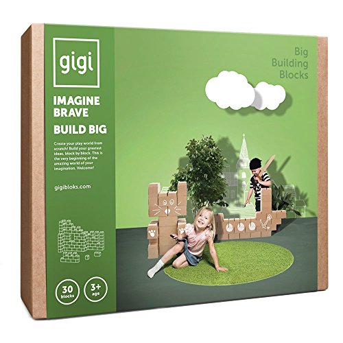 Gigi Bloks Bloques de Construcción Gigantes de Cartón para Niños | Set de Bloques Infantiles de 30 Piezas XL Apilables | Juguetes Montessori de Ladrillos de Construcción Grandes de Tamaño Real