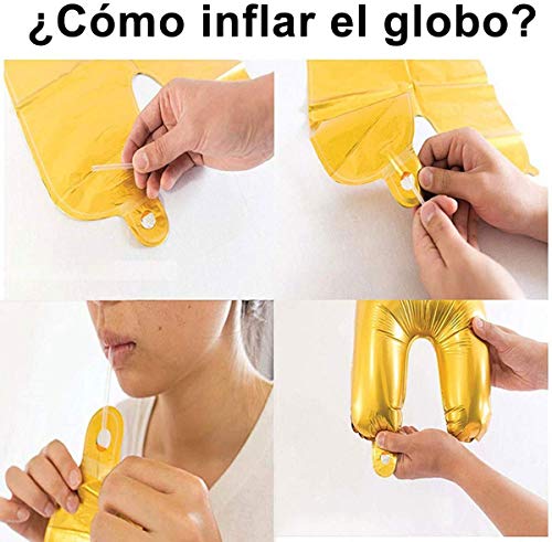 Globo Letra Gigante en Metalizado Ideal para Fiesta de cumpleaños y Aniversarios - 110 cm - Hinchable (R, Rosa)
