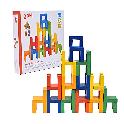 Goki- Juegos de acción y reflejosJuegos de habilidadGOKIJuego de Equilibrio, Las sillas, Multicolor (56929)
