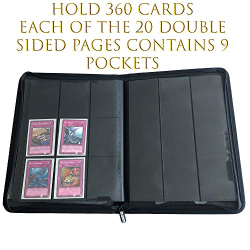 Grinning Gargoyle - Carpeta de almacenamiento de tarjetas de 20 páginas - Carpeta de 9 bolsillos para tarjetas - 360 bolsillos laterales - Soporte de colección con cierre de (verde)