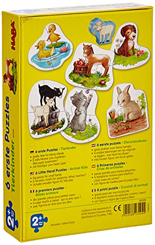 HABA-303309-6 Primeros Puzzles – Crías de Animales puzle Infantil, Multicolor (303309)