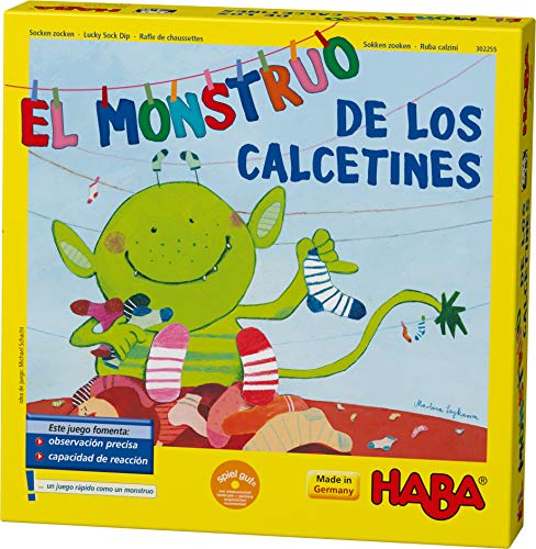 HABA Monstruo De Los Calcetines ESP (302255), Juego De Búsqueda 2 6 Jugadores De 4 A 99 Años, Multicolor + Fuerza De Dragón ESP (302253)