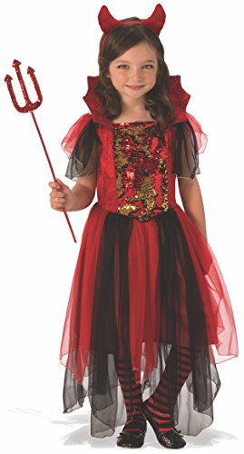 Halloween - Disfraz de Bruja diablesa para niña, color rojo - 8-10 años (Rubie's 641102-L)