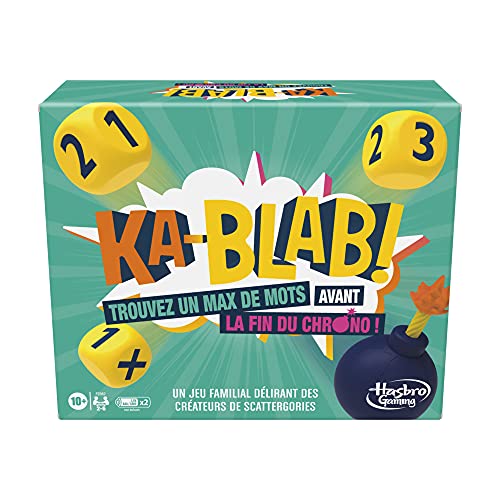 Hasbro Gaming F2562801 Ka-Blab juego para familias, adolescentes y niños, a partir de 10 años, juego de grupo 2 a 6 jugadores, por los creadores de Scattergories, Idioma Francés