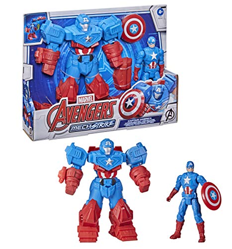 Hasbro Marvel Avengers - Figura Mech Strike de súper héroe de 20 cm - Capitán América con Armadura Definitiva - Edad: 4+