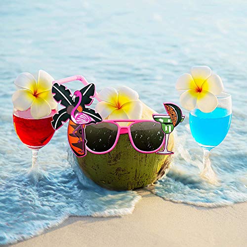 Hawaianas Fiesta Gafas,6 Pares de Gafas de Sol de Fiesta de Novedad Gafas de Sol Tropicales Hawaianas Gafas Fiesta Luau Tropical Disfraz Gafas