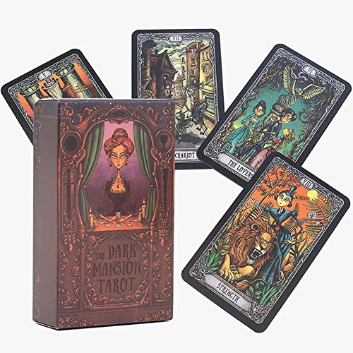 HengLong Dark Mansion Tarot, Carta del Destino de adivinación de 78 Cartas. Este mazo es el Favorito de los Jugadores Principiantes y experimentados,Tarot+Tarot Card Bag,10.3 * 6.2cm