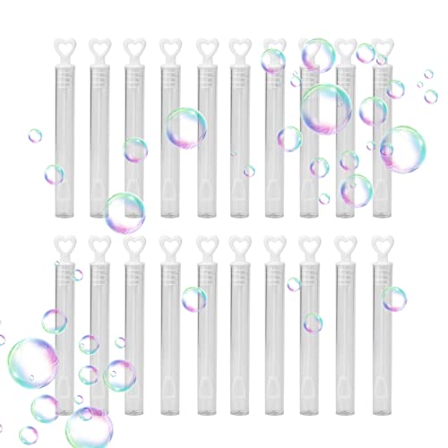 HERCHR Mini Tubo de varitas de Burbujas de 20 Piezas, varitas de Burbujas vacías, favores de Boda para Compromiso, Aniversario, niños y niñas de San Valentín(Blanco)