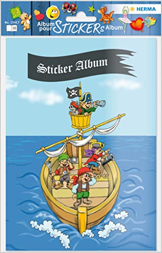 HERMA 15417 - Álbum de pegatinas DIN A5, en blanco, con diseño de aventuras piratas (16 páginas, papel especial revestido), para coleccionar, 1 unidad, para niños