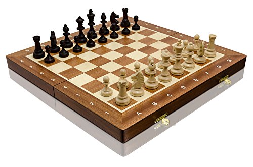 Hermoso Juego de ajedrez de Madera MAGNÉTICO, Juego de ajedrez de Lujo con Figuras magnetizadas, Piezas de ajedrez Hechas a Mano para Adultos y para niños (Staunton n. ° 3 de 35x35 cm)