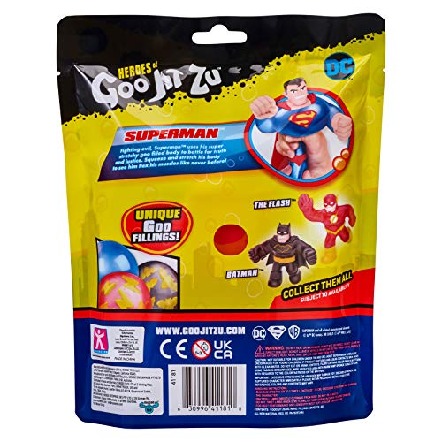 Heroes of Goo Jit Zu 41233 - Paquete de Juguete de Superman de DC, héroes Flexibles, pegajosos y elásticos, Color Rojo y Azul