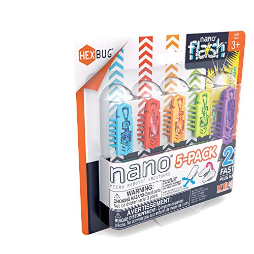 HEXBUG 433-6983 - Juguete Nano Flash de HEXBUG, Juguetes pequeños de vibración sensorial para niños y Gatos, Insecto robótico, Paquete de 5: 4 + 1 Extra, Pilas Incluidas