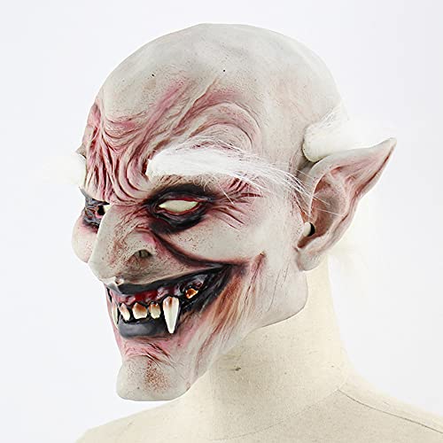 HJKHNK Blanco Navegó Viejo Demonio Halloween Diablo Diablo máscara, Vampire Dress Up Props