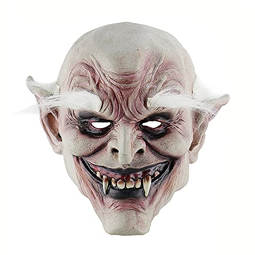 HJKHNK Blanco Navegó Viejo Demonio Halloween Diablo Diablo máscara, Vampire Dress Up Props
