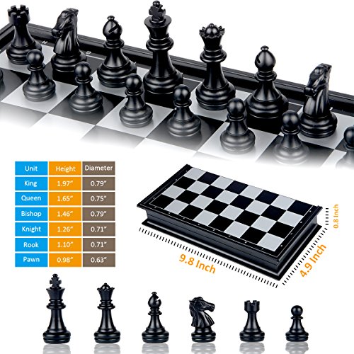 Hoshin Juego de ajedrez / Damas / Backgammon 3 en 1, Tablero de ajedrez magnético portátil Plegable para niños (25x25x2cm)