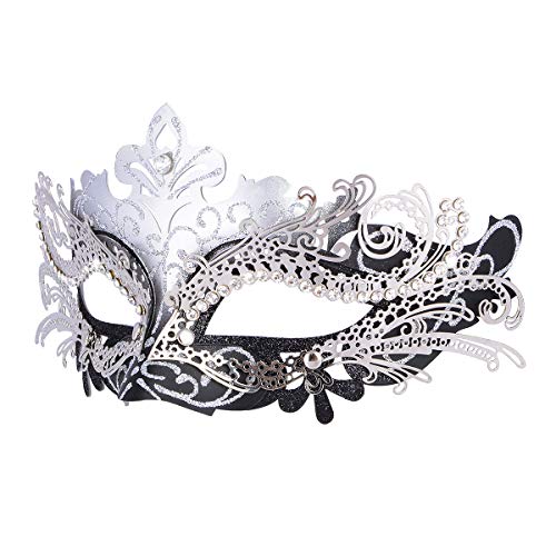 Hoshin Máscara de mascarada, Mardi Gras Deecorations - Máscaras venecianas para mujer (plata y negro)
