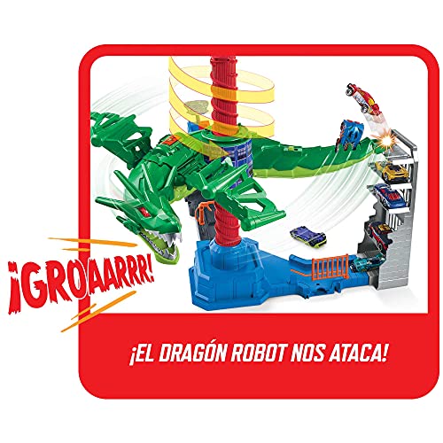 Hot Wheels City Dragón Air Attack Pista de coches de juguete, incluye 1 vehículo (Mattel GYV95)