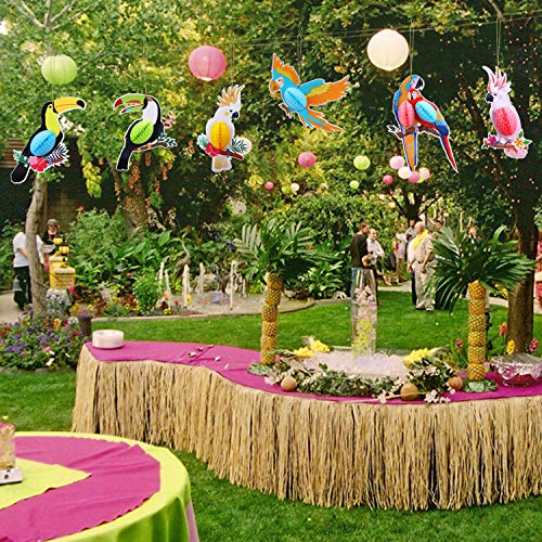 HOWAF Decoración para Colgar Loros Tropicales, 6 Piezas de Nido de Abeja para Colgar pájaros, decoración del hogar, pájaros Tropicales para decoración de Fiesta de Verano Luau Hawaiian Party