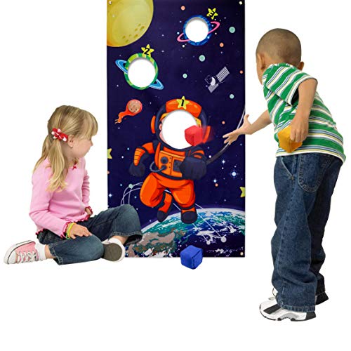 HOWAF Sistema Solar Juego para Niños Toss Juego de Lanzamiento Astronauta Espacio Exterior, Interior Intemperie Sistema Solar de Fiesta Juguetes para Niños, con 3 Bolsitas de Frijoles