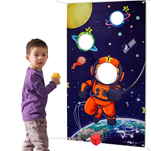 HOWAF Sistema Solar Juego para Niños Toss Juego de Lanzamiento Astronauta Espacio Exterior, Interior Intemperie Sistema Solar de Fiesta Juguetes para Niños, con 3 Bolsitas de Frijoles