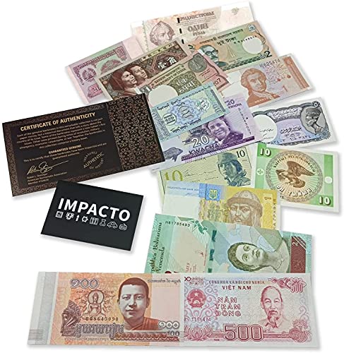 IMPACTO COLECCIONABLES Colección de Billetes del Mundo - 15 Billetes de 15 Diferentes países del Mundo