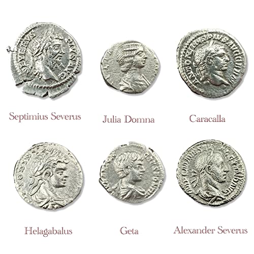 IMPACTO COLECCIONABLES Monedas Antiguas, La Dinastía Severa. 6 Denarios Originales del Imperio Romano. Edición Coleccionista
