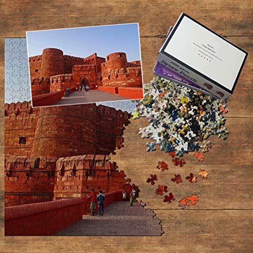 India Agra Fuerte Agra Puzzle 1000 Piezas para Adultos Familia Rompecabezas Recuerdo Turismo Regalo