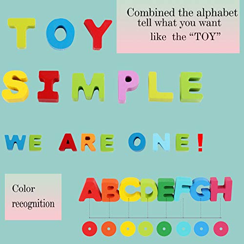 Jacootoys Alfabeto Puzzle de Madera ABC Tablero de Rompecabezas Grueso Aprendizaje Temprano Juguetes Educativos Regalo para Niños