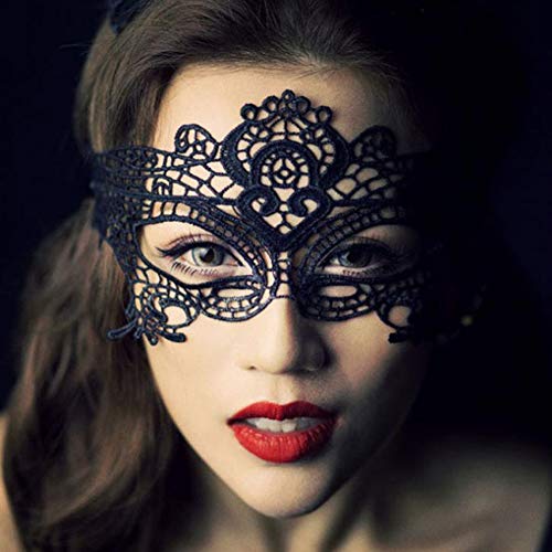 Jamron Mujer Sexy Negro Máscara de Encaje para Mascarada Halloween Fiesta Baile Carnaval Máscara de Disfraces SN07830 Corona