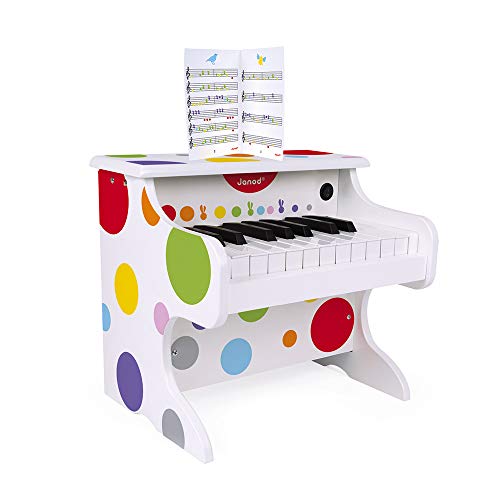 Janod - Confetti - Mi Primer Piano en Madera, Instrumento Musical para Niños, Juguete de Imitación y Estimulación Del Talento Musical - Desde Los 3 Años, J07618