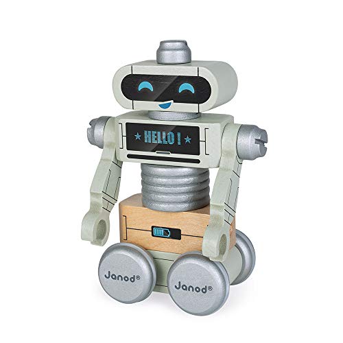 Janod - Robots Brico'Kids de Madera - Juguete de Construcción - Desarrolla la Motricidad Fina y la Imaginación - A partir de 3 Años, J06473