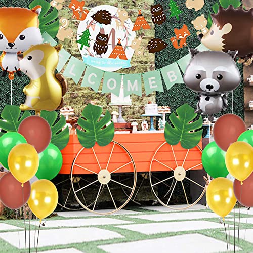 Jollyboom Babyland Baby Shower Decoraciones Animales del Bosque Baby Shower Suministros de género Neutro con Globos de Bosque Garland Welcome Baby Banner
