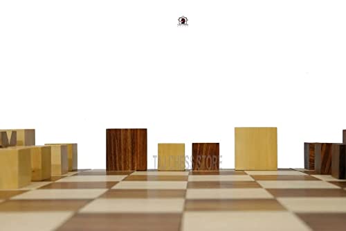 Juego de ajedrez de madera reproducido 1923 Josef Hartwig Bauhaus modelo piezas de ajedrez en palisandro dorado con tablero de ajedrez enrollado de 30,5 cm