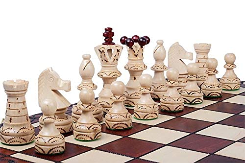 Juego de ajedrez hecho a mano, embajador europeo con tablero de 21 pulgadas y piezas de ajedrez talladas a mano WEGIEL