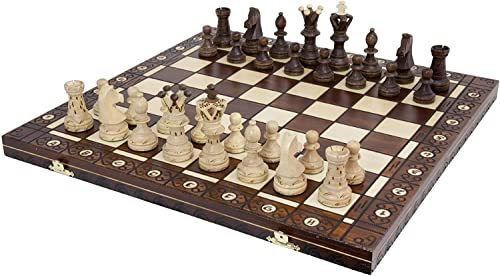 Juego de ajedrez hecho a mano, embajador europeo con tablero de 21 pulgadas y piezas de ajedrez talladas a mano WEGIEL