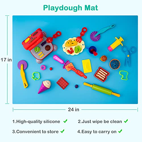 Juego de cocina para niños con masa de juego, 41 piezas de herramientas de masa de juego, rodillo de molde con bolsa de almacenamiento, regalo de juguete para masa para niños pequeños y niñas