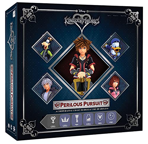 Juego de mesa Kingdom Hearts Perilous Pursuit | Juega como Sora, Donald, Goofy, Kairi y Riku | Juego de dados basado en Kingdom Hearts Video Game | Producto oficial de Disney