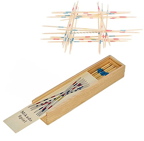 Juego de Mikado - Caja de madera, juego de palitos tradicionales de 41 piezas, para añadir diversión a la colección de niños