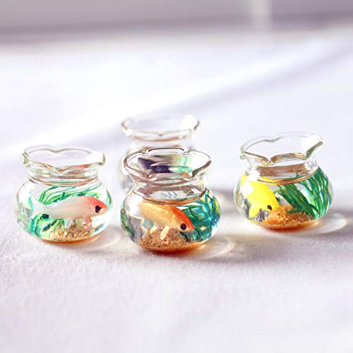 Juguete en miniatura adorables multifuncionales interesantes mini pecera ornamentos para el hogar - redondo