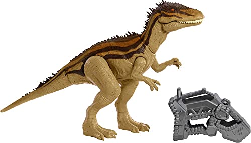 Jurassic World Mega Destructores Carcharodontosaurus Dinosaurio articulado con ataques, figura de juguete para niños (Mattel HBX39)