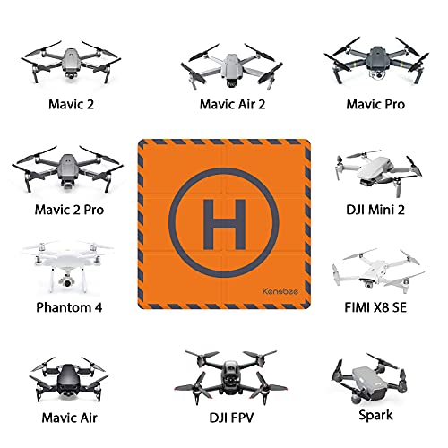 KENOBEE 50cm(20") Drone Landing Pad, Universal Plegable Portátil Alfombrilla de Aterrizaje para DJI Air 2S/Mavic Mini 2/Mavic Air 2/Mavic 2 /Holy Stone/DJI FPV Drone/RC Quadcopters, (Naranja/Gris)