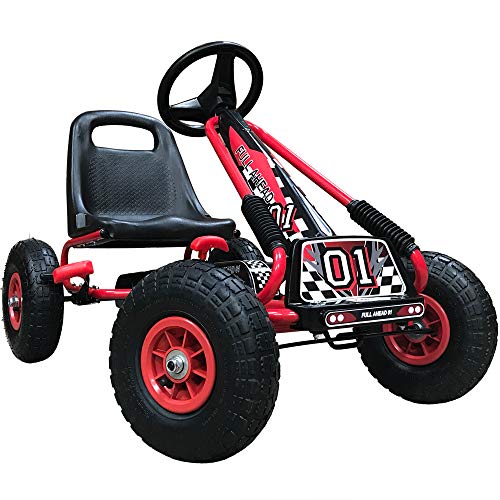 Kiddo Racer Design-Kart a Pedales (Asiento Ajustable, neumáticos de Goma, para niños de 4 a 8 años), Color Rojo, Rosso (RayGar Ltd RG0209)