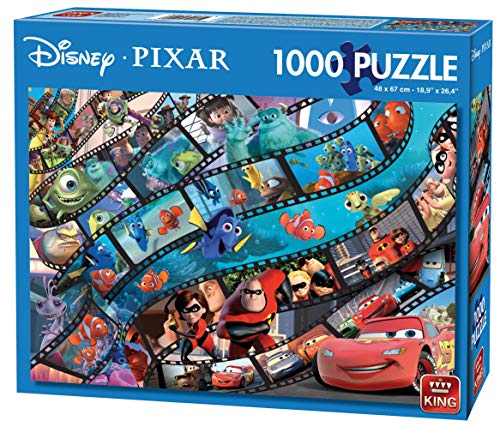 King Disney Pixar Movie Magic 1000 pcs Puzzle - Rompecabezas (Puzzle rompecabezas, Dibujos, Adultos, Disney, Multiproperty, Cars, Monsters Inc, Toy Story, Incredibles, Finding Nemo, Hombre/Mujer)