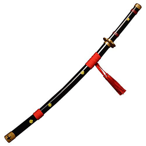 kljhld Espada de Anime de bambú Espada de Cosplay, Espada de Roronoa Zoro Ame no Habakiri Espada Katana Negra 103 cm / 40 Pulgadas