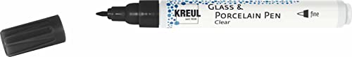 Kreul 42662 - Rotulador transparente para cristal y porcelana a base de agua con punta estable, grosor de trazo aprox. 2-4 mm, color brillante y resistente a la luz, color negro.