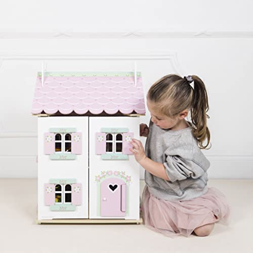 Le Toy Van - Casita de muñecas Sweetheart Cottage | Casita de muñecas de madera con muebles incluidos | A partir de 3 años +