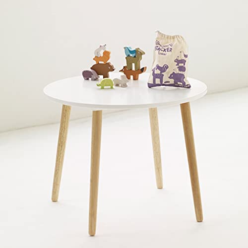 Le Toy Van - Petilou Apilable de animales del bosque | Juguete educativo de equilibrio | Apilable de madera con bolsita de tela | A partir de +18 meses